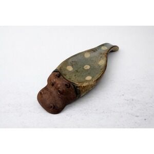 UCTCI Hippo Hippopotamus Spoon Rest Japan Stoneware Art Pottery Polka Dots